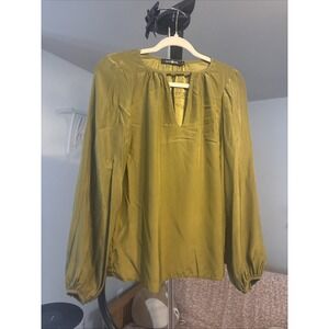 Alice & Trixie‎ Women Green Long Sleeve 100% Silk Woman's Top Size Small